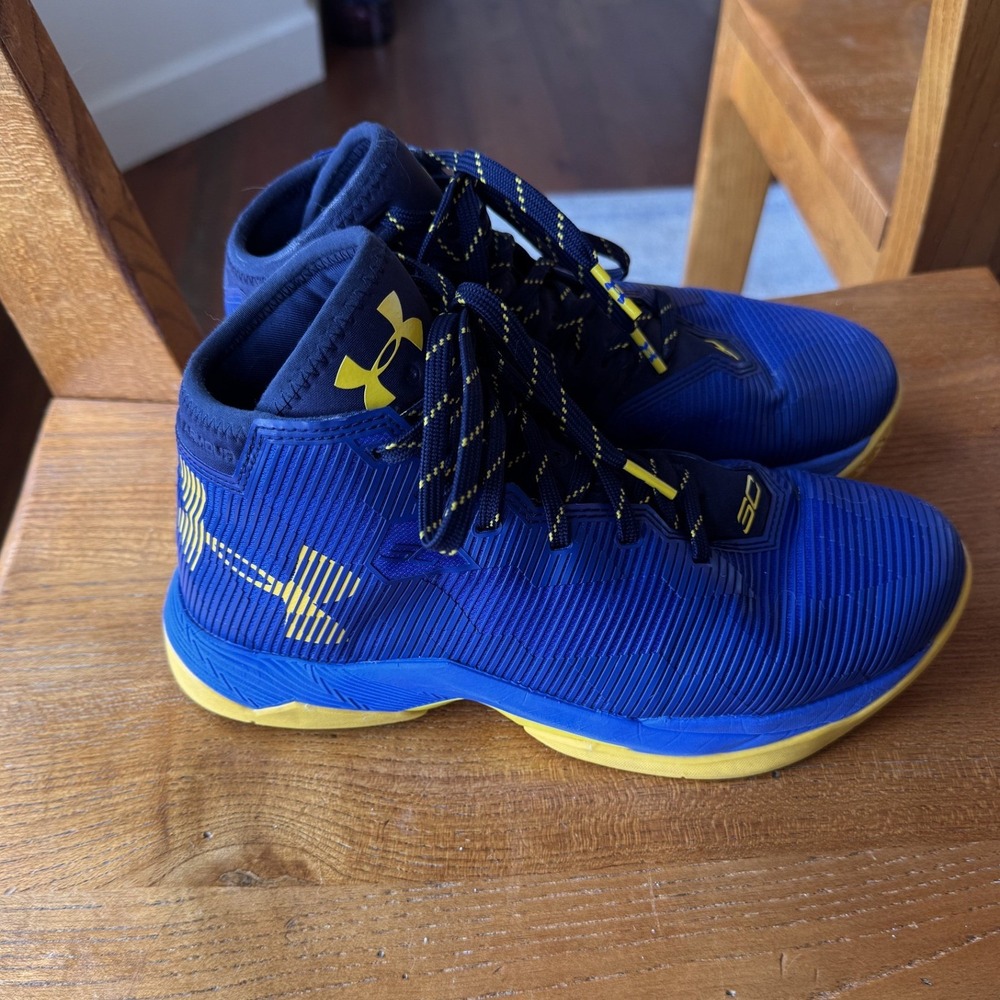 Under Armour Curry 2.5 Dub Nation Blue Yellow Basketball Shoes 6Y 1274062-400